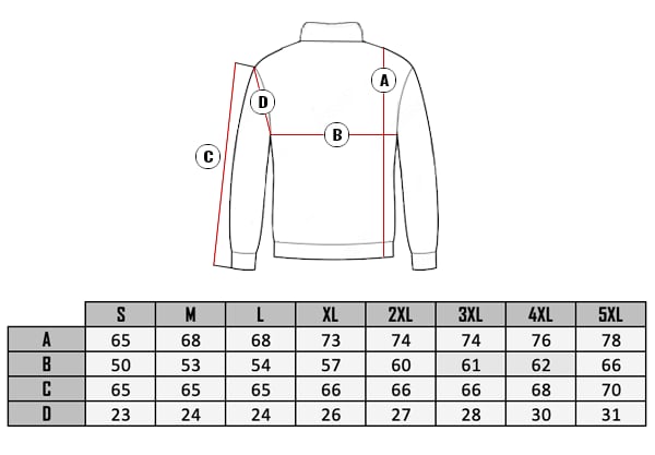  RD Balder Cashmere size table 