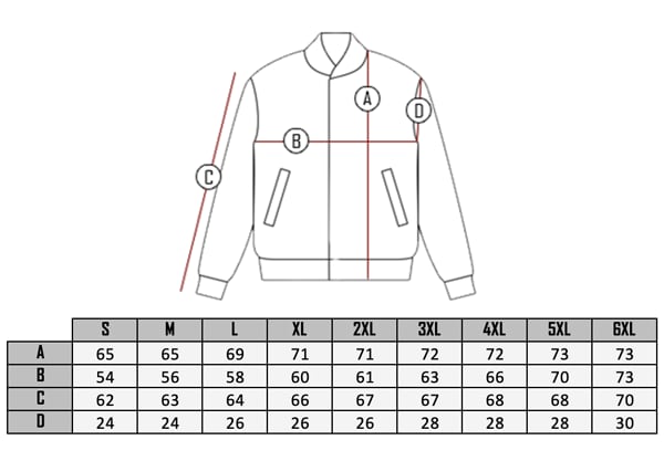 Exclusive zone Jacket - Musta  Size table