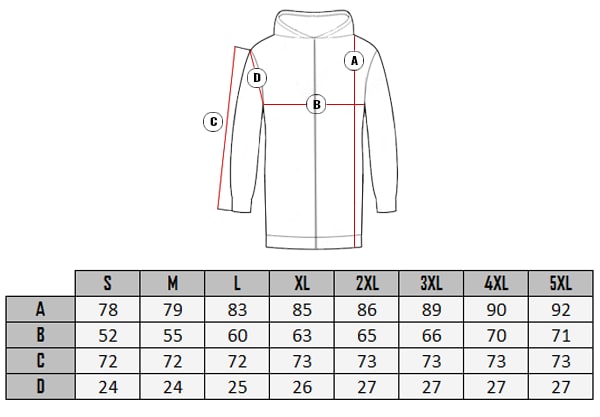  Almighty Carisma Tröja size table 