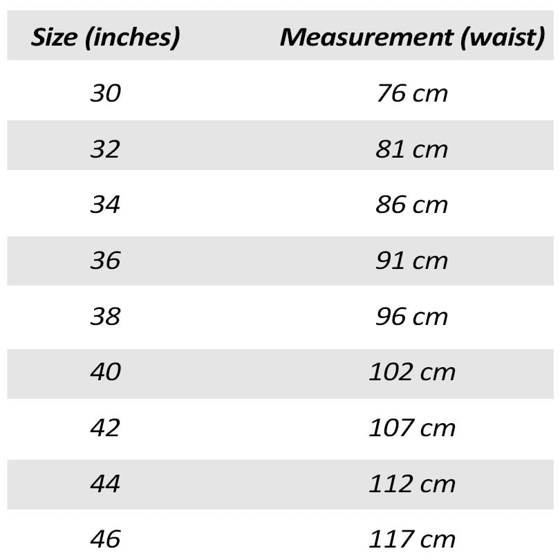 stars & stripes belts size chart