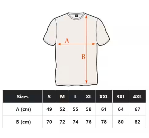 Old Norse T-shirt Size chart