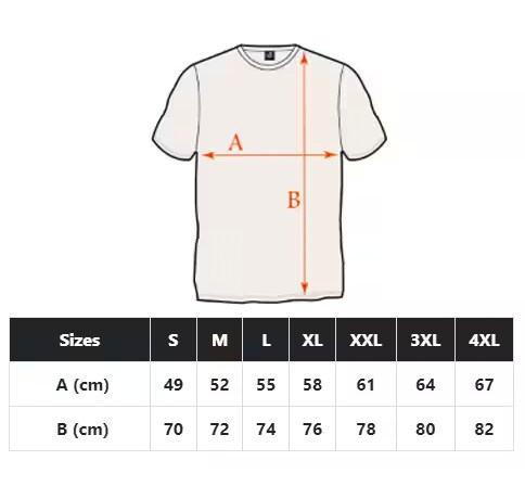 Old Norde Tshirt Size Table