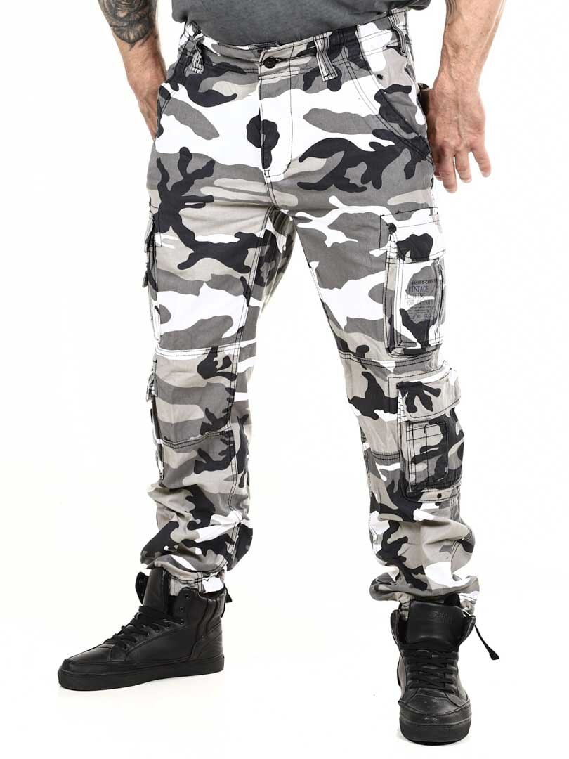 Brandit Pure Slim Fit Byxor - Vit/Camo