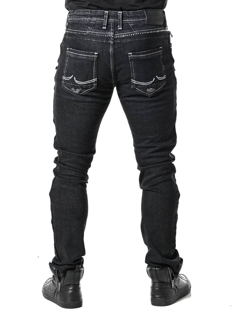 Dark black jeans discount