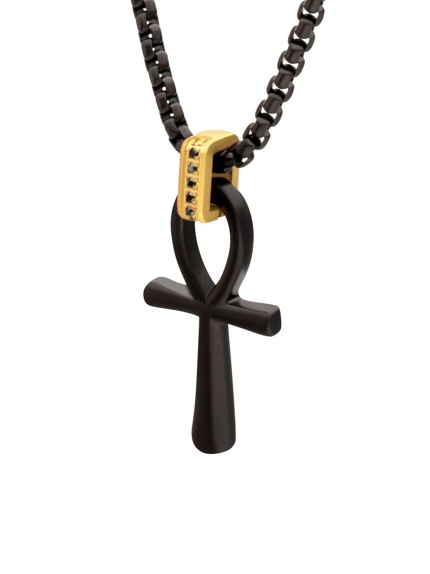 Ankh Pendant Inox Halsband - Black 1.jpg