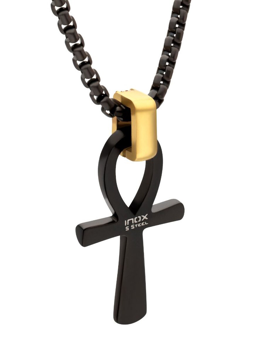 Ankh Pendant Inox Halsband - Black 2.jpg