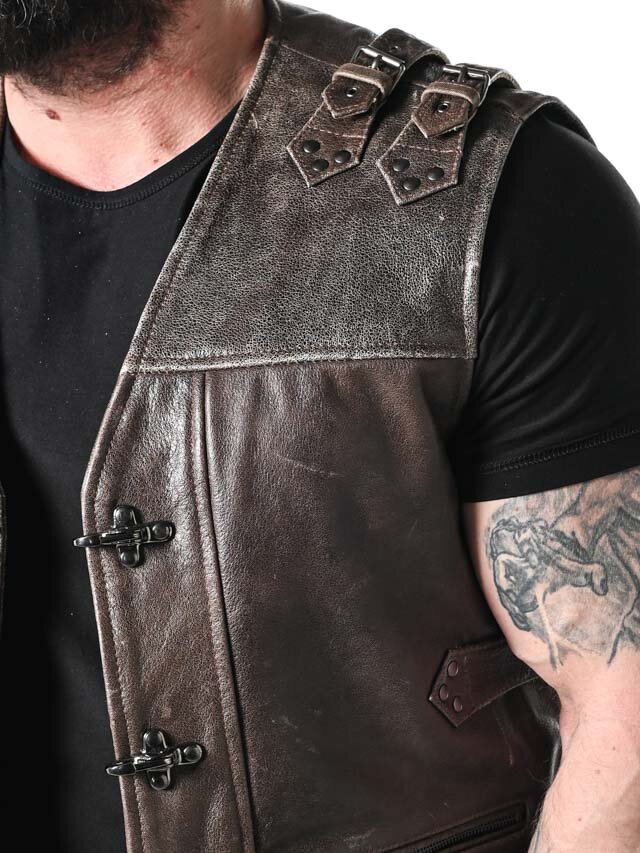 RD Biker Skinnväst - Brun