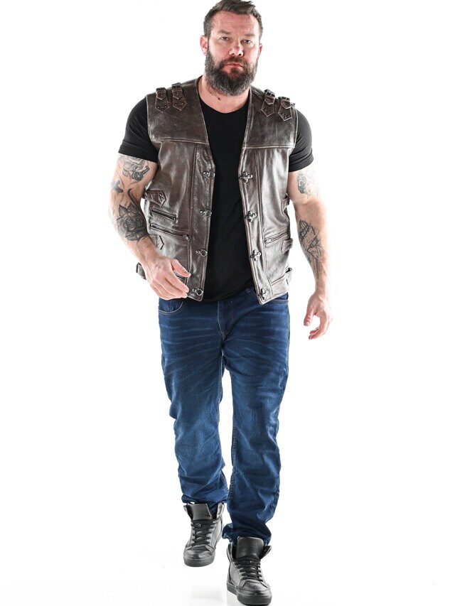 RD Biker Skinnväst - Brun