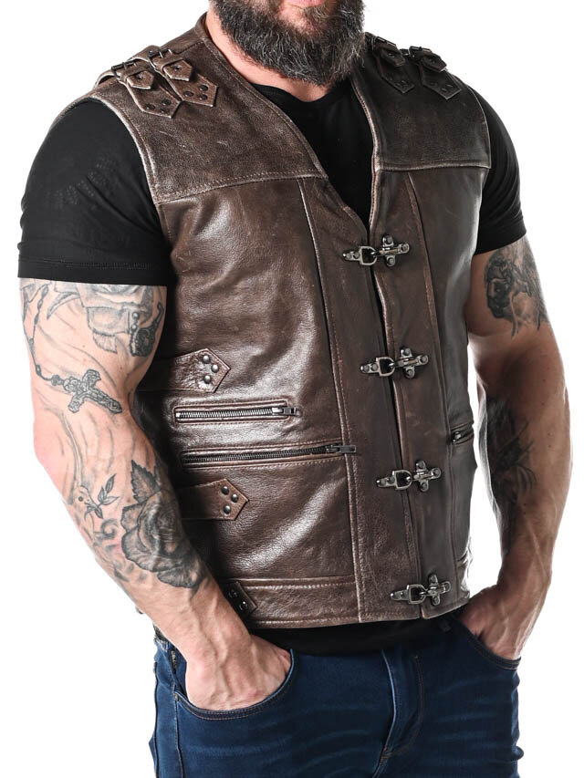 RD Biker Skinnväst - Brun