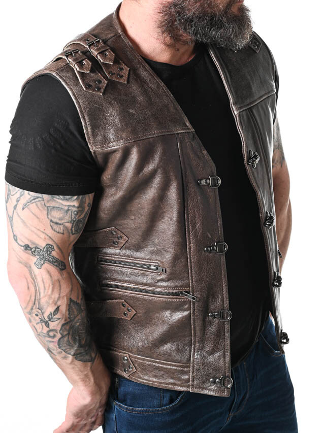 RD Biker Skinnväst - Brun