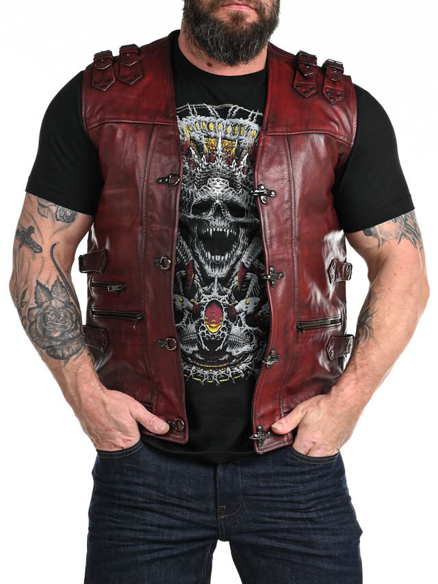 RD Biker Skinnväst - Dirty Red