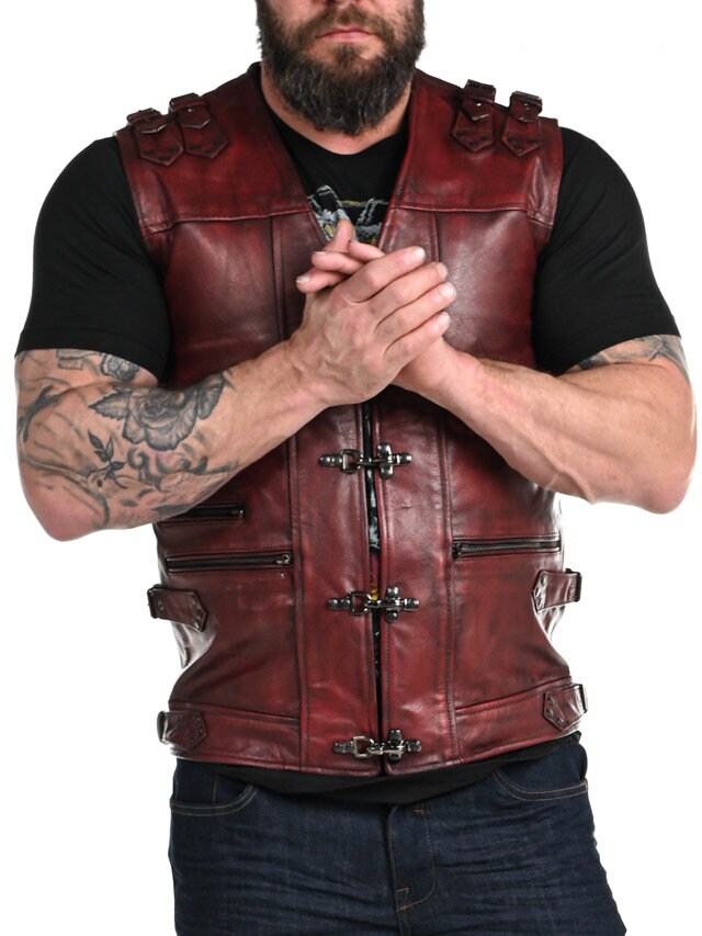 RD Biker Skinnväst - Dirty Red