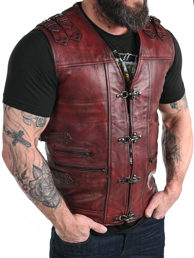 RD Biker Skinnväst - Dirty Red
