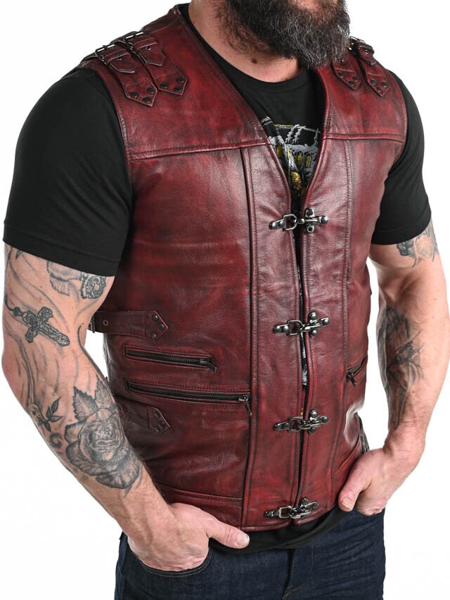 RD Biker Skinnväst - Dirty Red