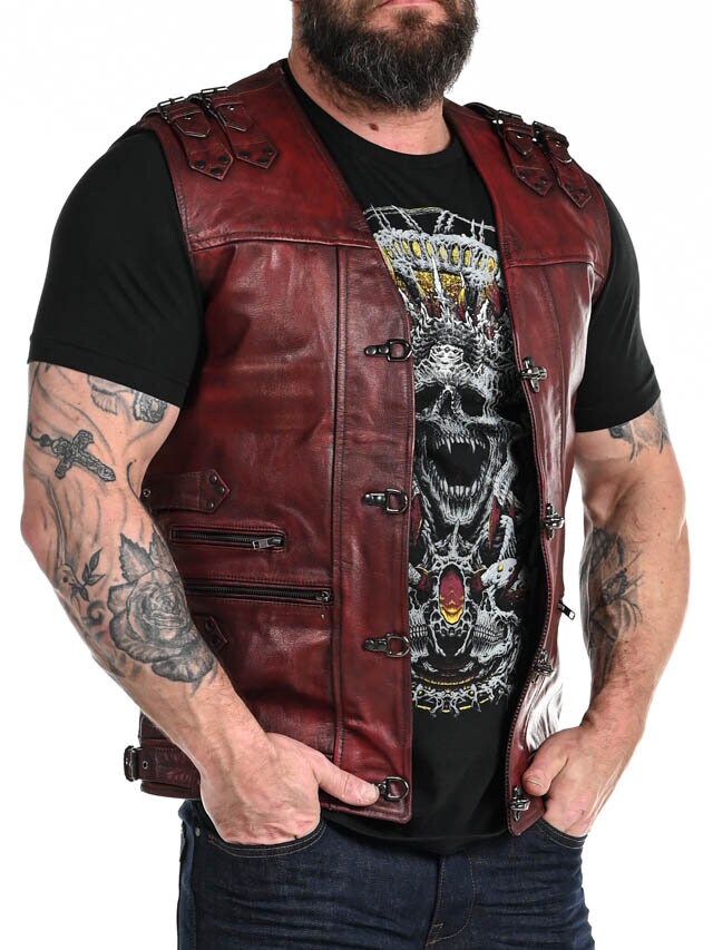 RD Biker Skinnväst - Dirty Red