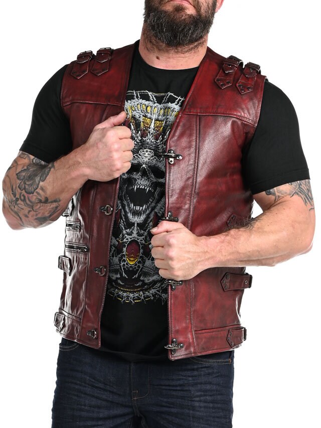 RD Biker Skinnväst - Dirty Red