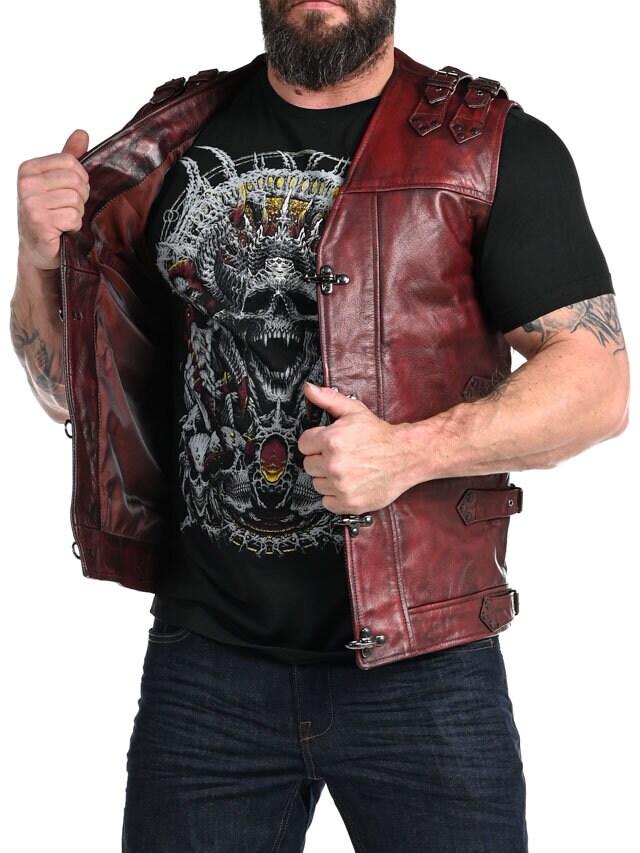 RD Biker Skinnväst - Dirty Red