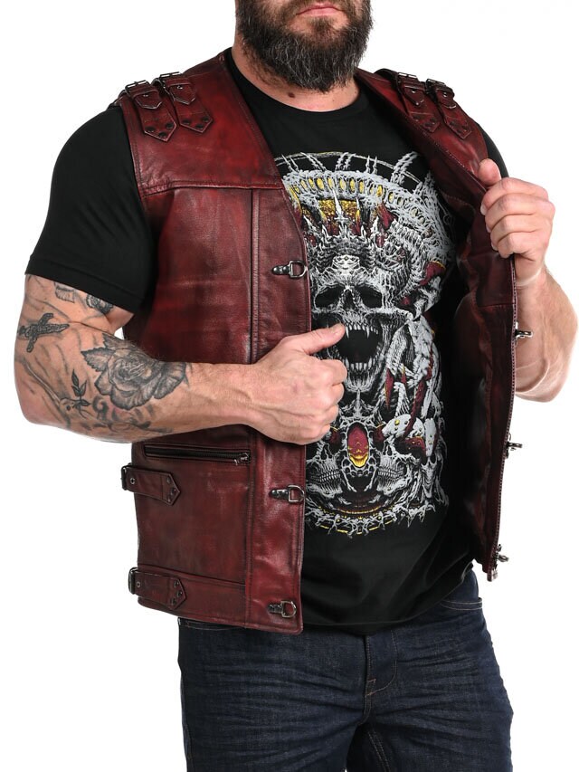 RD Biker Skinnväst - Dirty Red