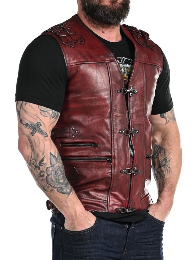 RD Biker Skinnväst - Dirty Red