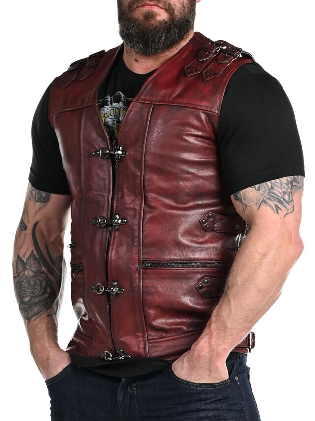RD Biker Skinnväst - Dirty Red