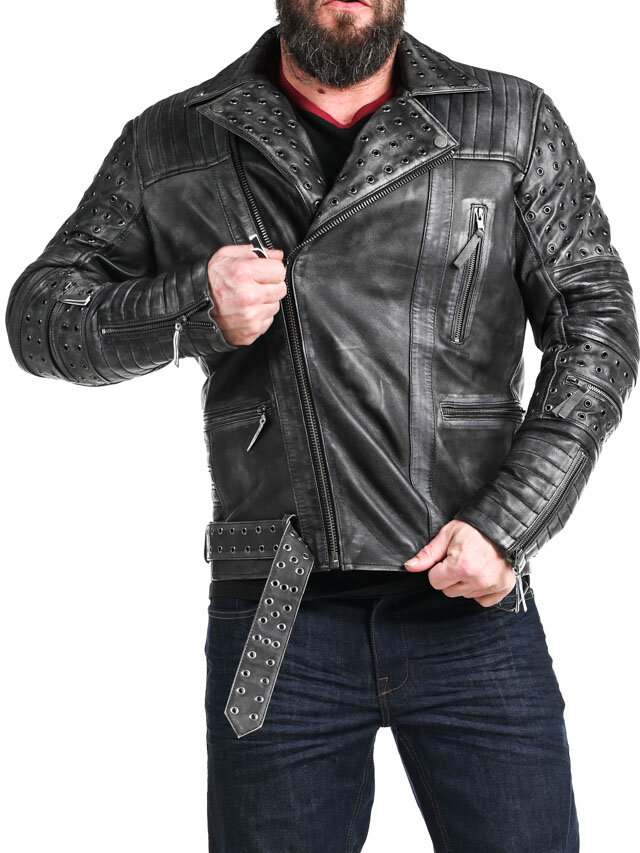 RD Salvator Biker Skinnjacka - Mörkgrå