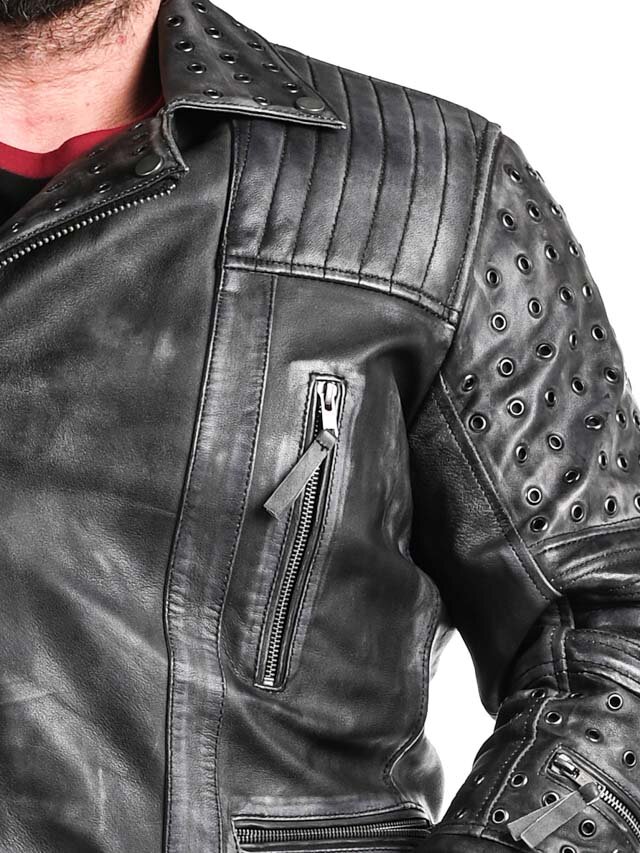 RD Salvator Biker Skinnjacka - Mörkgrå