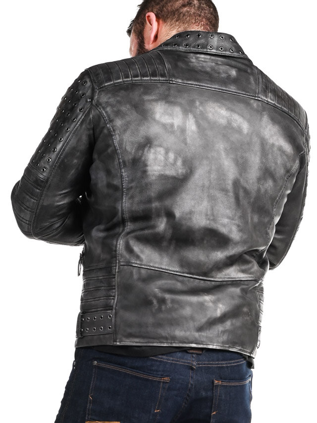 RD Salvator Biker Skinnjacka - Mörkgrå