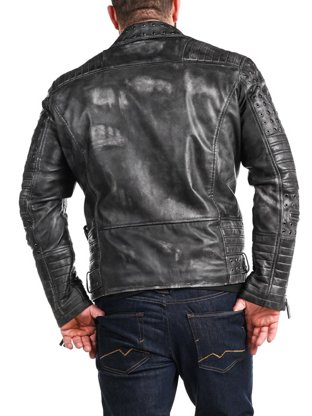 RD Salvator Biker Skinnjacka - Mörkgrå