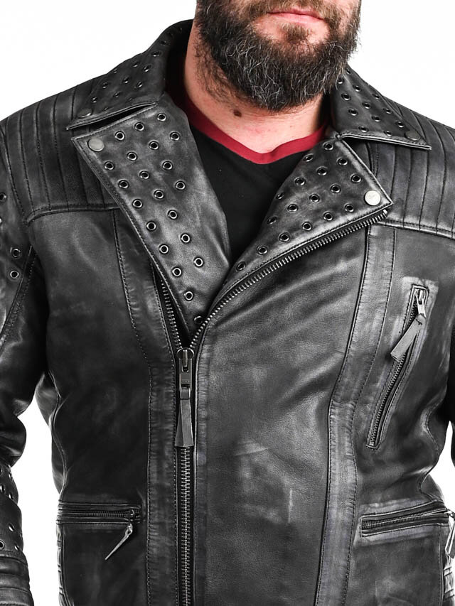 RD Salvator Biker Skinnjacka - Mörkgrå