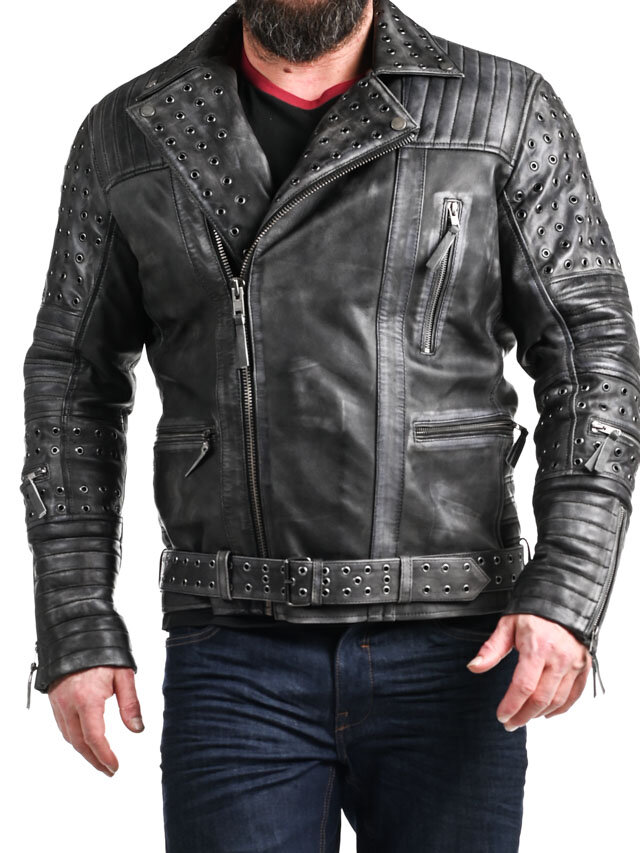 RD Salvator Biker Skinnjacka - Mörkgrå