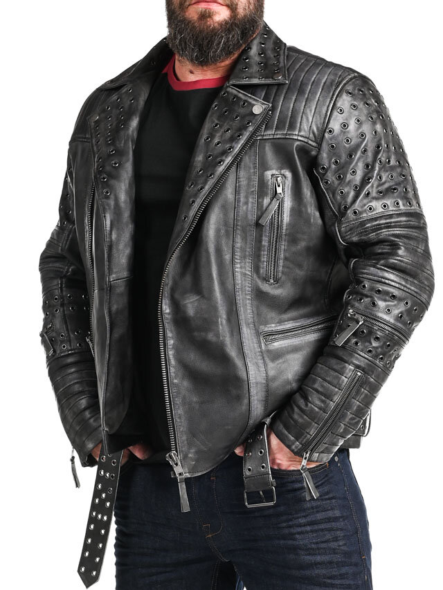 RD Salvator Biker Skinnjacka - Mörkgrå