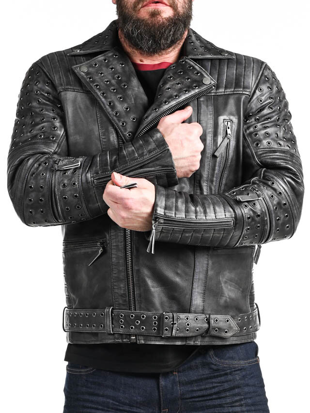 RD Salvator Biker Skinnjacka - Mörkgrå