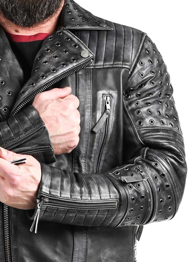 RD Salvator Biker Skinnjacka - Mörkgrå