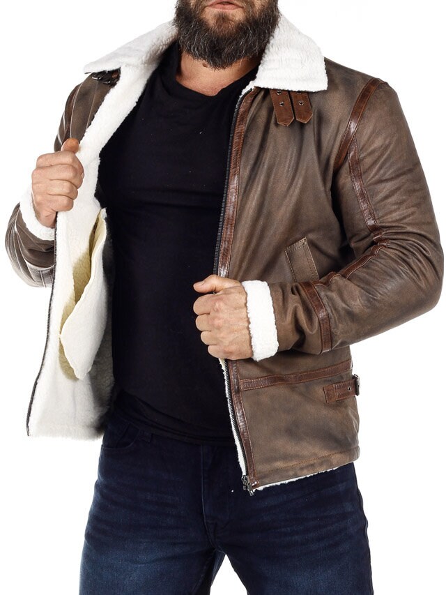 RD Torax Aviator Fodrad Skinnjacka - Brun