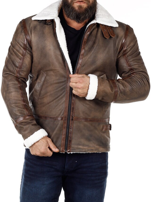 RD Torax Aviator Fodrad Skinnjacka - Brun