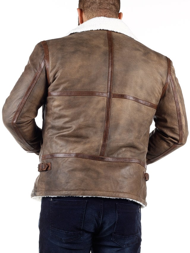 RD Torax Aviator Fodrad Skinnjacka - Brun