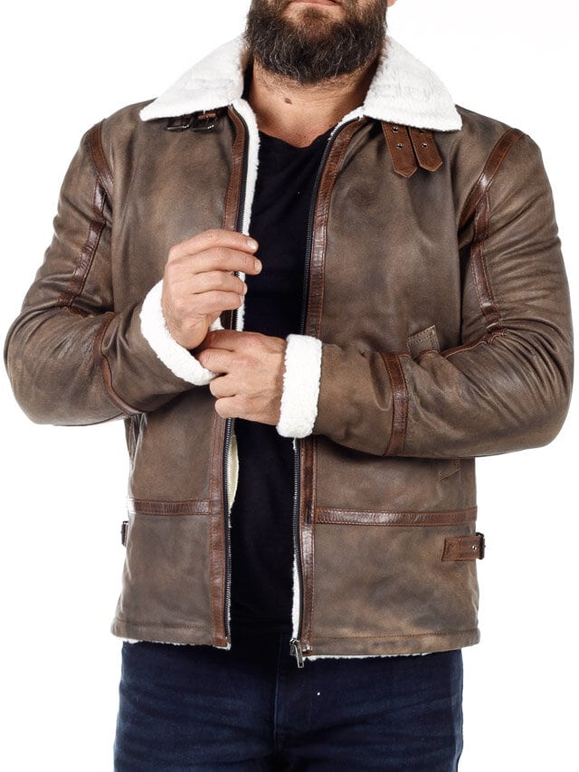 RD Torax Aviator Fodrad Skinnjacka - Brun