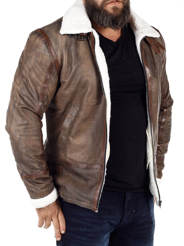 RD Torax Aviator Fodrad Skinnjacka - Brun
