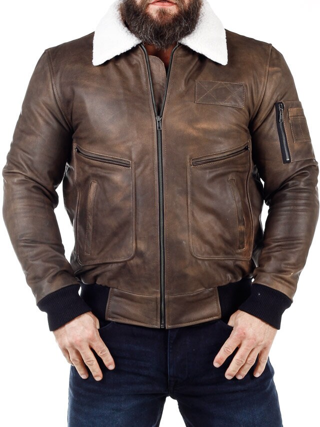 RD Raptor Aviator Fodrad Skinnjacka - Mörkbrun