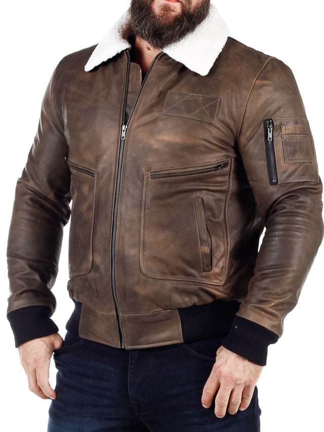 RD Raptor Aviator Fodrad Skinnjacka - Mörkbrun