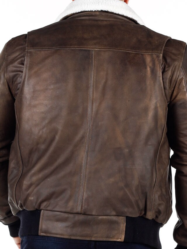 RD Raptor Aviator Fodrad Skinnjacka - Mörkbrun