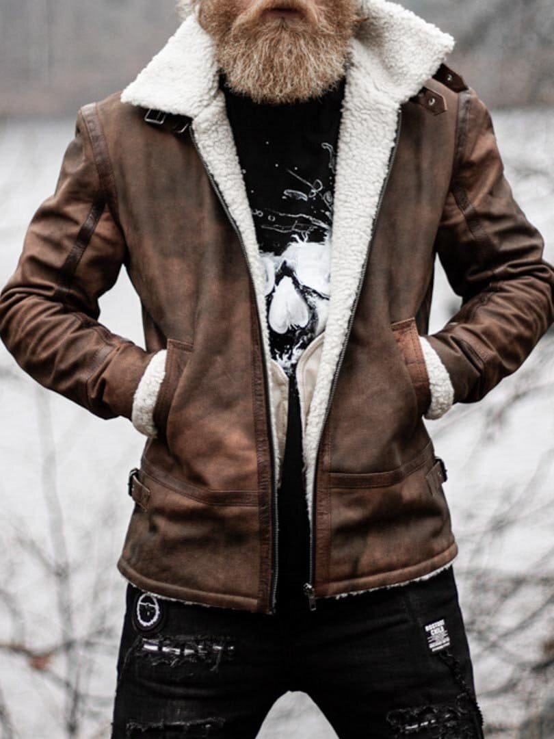 RD Torax Aviator Fodrad Skinnjacka - Brun