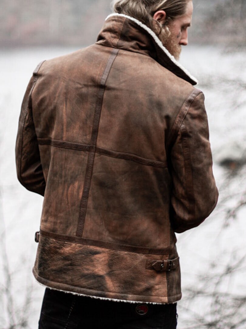 RD Torax Aviator Fodrad Skinnjacka - Brun