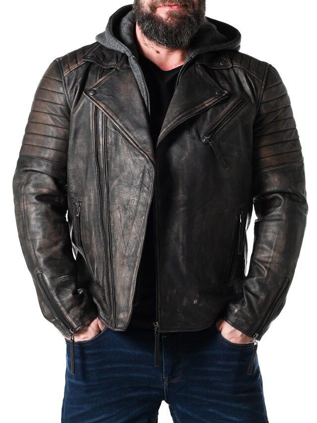 RD Brigade Biker Skinnjacka - Brun