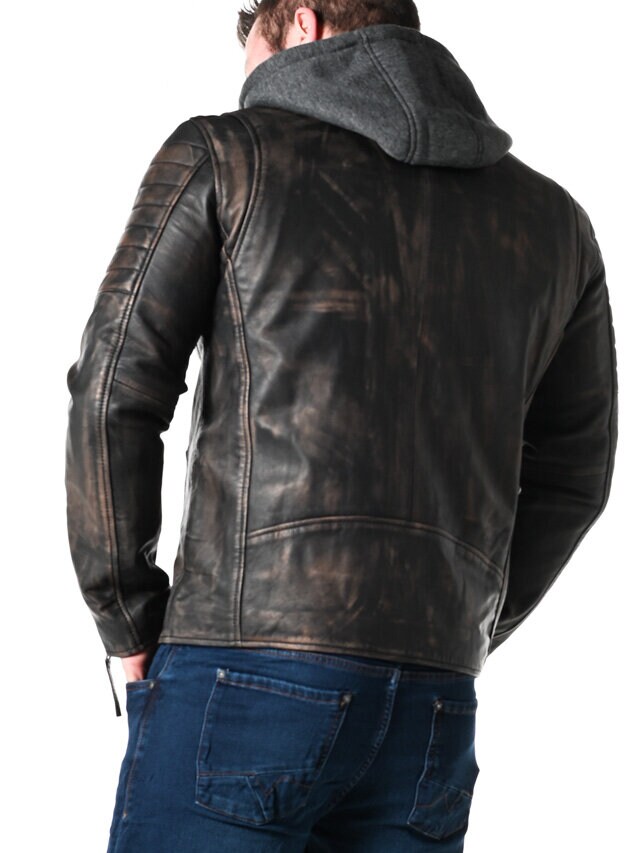 RD Brigade Biker Skinnjacka - Brun