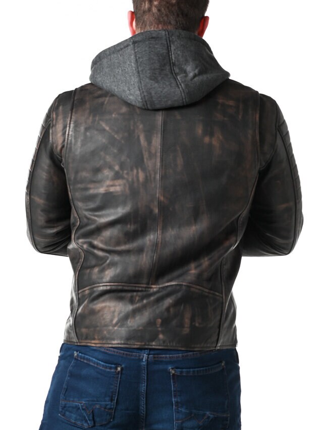 RD Brigade Biker Skinnjacka - Brun