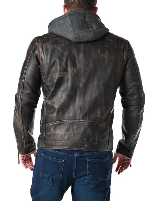 RD Brigade Biker Skinnjacka - Brun