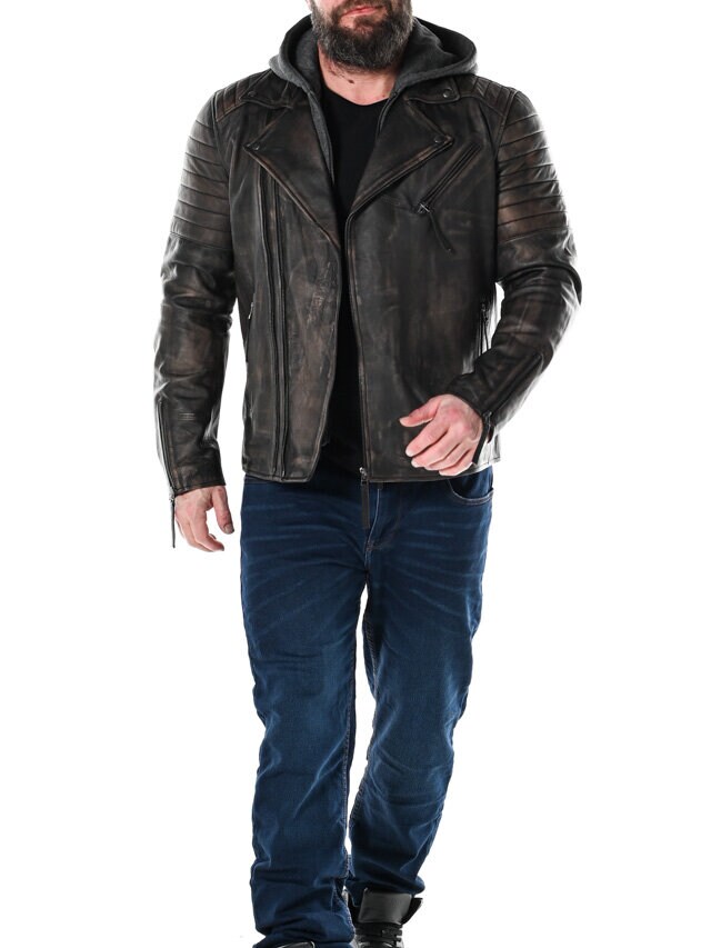 RD Brigade Biker Skinnjacka - Brun