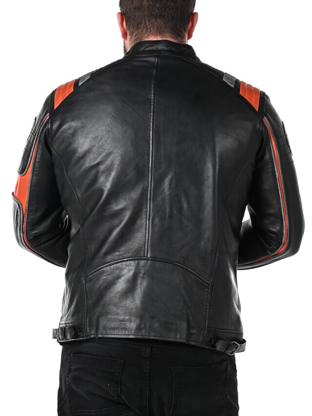 RD Premium Rider Skinnjacka - Svart/Orange