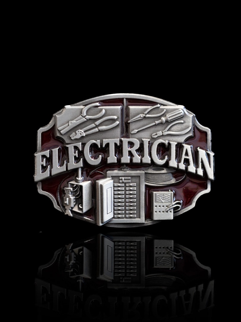 Electrician Bältesspänne - Silver/Röd